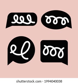 Speech bubble collection black and white. Communication, chat, information, language, speech. Line, bubble set. Vector cartoon doodle illustration. Abstract clipart design isolated. Eps stock vector