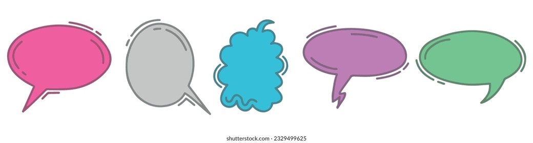 Colección de burbujas de voz . Mensaje de texto de caricatura en un diseño plano. Ilustración del vector