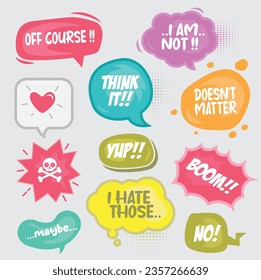 Speech bubble collection for comic. Isolated text balloon vector illustration.