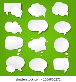 Speech Bubble Collection Green Background With Gradient Mesh, Vector Illustration