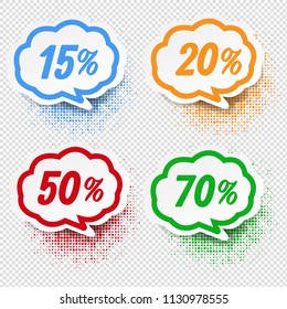 Speech Bubble Collection With Percent Transparent Background With Gradient Mesh, Vector Illustration