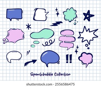 Speech bubble collection set comic cute cartoon element vector clip art template copy space text talk bubble isolated editable