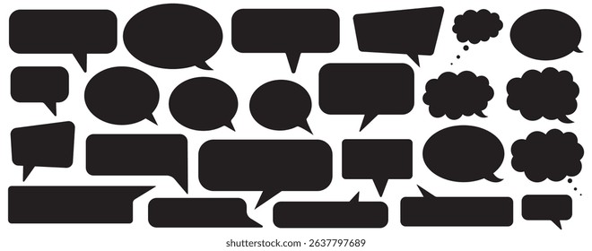 Speech bubble collection. Set of speech bubble icon vector. Comment box icon vector set. Speech bubble comic buttons for web design. dialogue box silhouette vector set. Chat message template. 