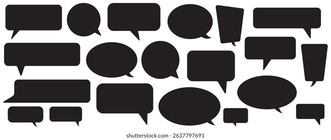 Speech bubble collection. Set of speech bubble icon vector. Comment box icon vector set. Speech bubble comic buttons for web design. dialogue box silhouette vector set. Chat message template. 