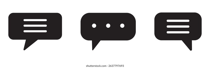 Speech bubble collection. Set of speech bubble icon vector. Comment box icon vector set. Speech bubble comic buttons for web design. dialogue box silhouette vector set. Chat message template. 