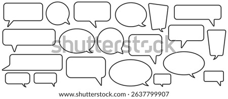 Speech bubble collection. Set of speech bubble icon vector. Comment box icon vector set. dialogue box silhouette vector set. Chat message template.  Talk bubble liner art. chat bubble line art icon .