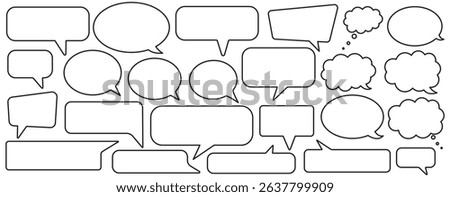 Speech bubble collection. Set of speech bubble icon vector. Comment box icon vector set. dialogue box silhouette vector set. Chat message template.  Talk bubble liner art. chat bubble line art icon .