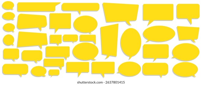 Speech bubble collection. Set of Yellow speech bubble icon vector. Comment box icon vector set. dialogue box silhouette vector set. Chat message template.Yellow Talk bubble. Yellow chat bubble icon .