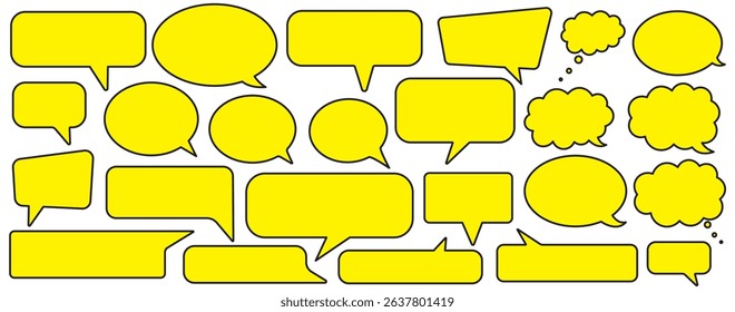 Speech bubble collection. Set of Yellow speech bubble icon vector. Comment box icon vector set. dialogue box silhouette vector set. Chat message template.Yellow Talk bubble. Yellow chat bubble icon .