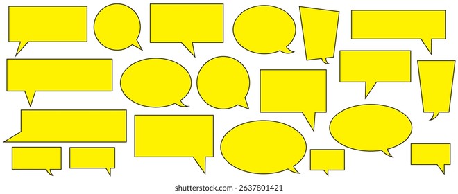 Speech bubble collection. Set of Yellow speech bubble icon vector. Comment box icon vector set. dialogue box silhouette vector set. Chat message template.Yellow Talk bubble. Yellow chat bubble icon .