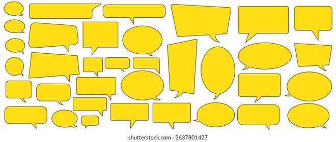Speech bubble collection. Set of Yellow speech bubble icon vector. Comment box icon vector set. dialogue box silhouette vector set. Chat message template.Yellow Talk bubble. Yellow chat bubble icon .