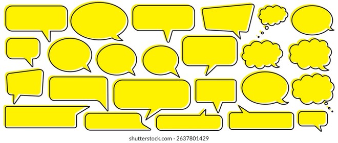 Speech bubble collection. Set of Yellow speech bubble icon vector. Comment box icon vector set. dialogue box silhouette vector set. Chat message template.Yellow Talk bubble. Yellow chat bubble icon .