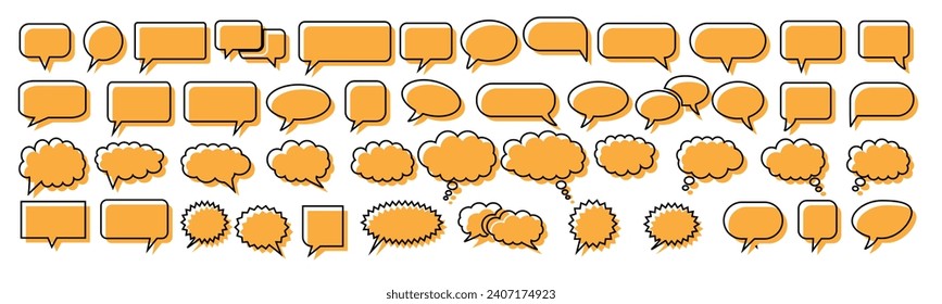 Speech Bubble collection. Talk bubbles with editable stroke and fill, Cloud speech bubbles set.