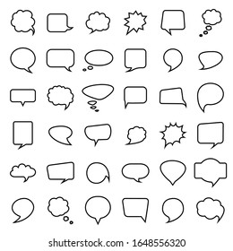 Speech bubble collection. Thirty six  blank hand drawn. Vector illustration
