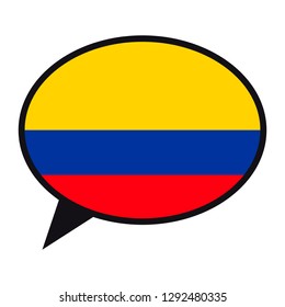 Speech bubble Colombia flag on white background. Social communication symbol. Conversation icon, vector element.