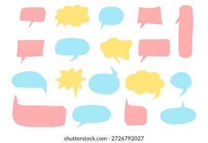 Speech Bubble color set. Talk bubble doodle. Cloud speech bubbles collection. Vector