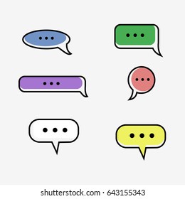 Speech bubble colorful icons on white background. Flat vector stock illustration.
