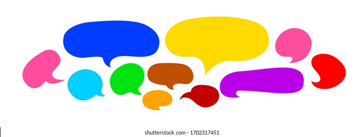 speech bubble colorful set isolated on white, balloon chat icon, cloud dialog for massage talk, speak sign in cloud shape for copy space text, conversation dialog chat, graphic speech bubble for idea