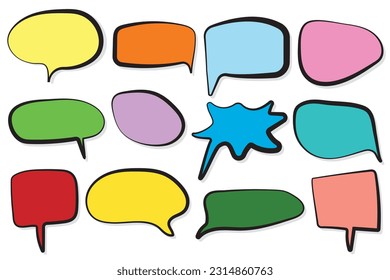 speech bubble colorful set,Hand drawn set Vector illustration design