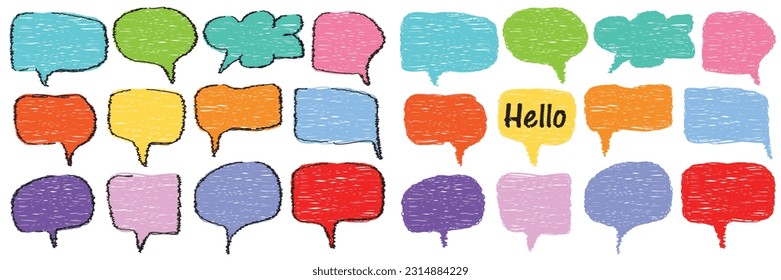 speech bubble colorful set,Hand drawn set Vector illustration design