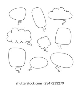 Speech bubble. Coloring Page. Think talking decorative objects for text. Vector drawing. Set of design elements.