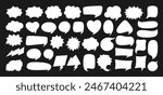 Speech bubble comic chatting box set. Silhouette empty design elements dialog clouds message box. Speech thought blobs comics book, balloon banner for speak text. Cartoon vector illustration isolated