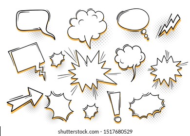 Speech bubble for comic text isolated background. Empty white outline.  Dialog empty cloud, cartoon box. Speech bubble tag.