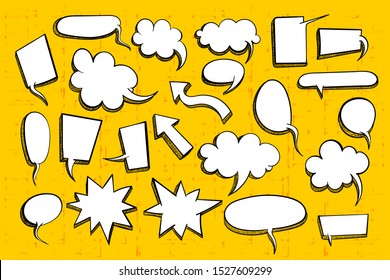 Speech Bubble For Comic Text Isolated Background. Empty White Outline.  Dialog Empty Cloud, Cartoon Box. Speech Bubble Tag.