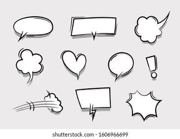 Speech bubble for comic text isolated background. Empty white outline.  Dialog empty cloud, cartoon box. Speech bubble tag.