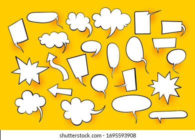 Speech bubble for comic text isolated background. Empty white outline.  Dialog empty cloud, cartoon box. Speech bubble tag.