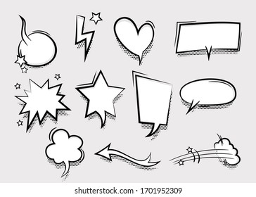 Speech bubble for comic text isolated background. Empty white outline.  Dialog empty cloud, cartoon box. Speech bubble tag.
