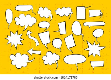 Speech bubble for comic text isolated background. Empty white outline.  Dialog empty cloud, cartoon box. Speech bubble tag.