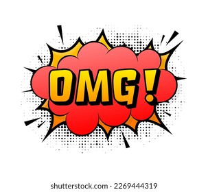 Speech bubble for comic text OMG. Cartoon comic sign. Effects explosion