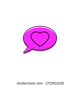 Speech bubble, comment with heart vector icon