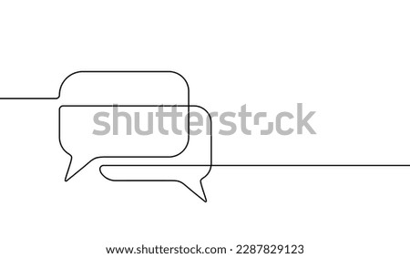 Speech bubble. Communicate hand drawn continuous line. Black icon web help isolated on white background. Feedback comment. Support question. Group balloon. Modern abstract design. Vector illustration