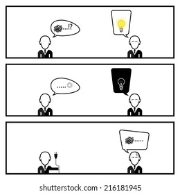 Speech Bubble Communication With Businessman In Three Box Story Design Template
