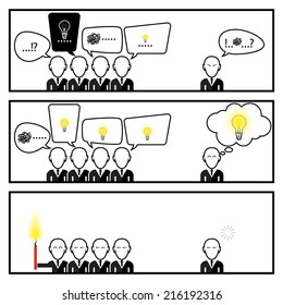 Speech Bubble Communication With Businessman In Three Box Story Design Template