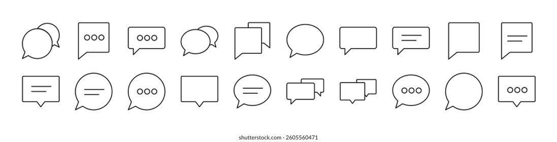 Speech Bubble as Communication and Dialogue Line Icon Collection. Editable Stroke. Perfect for Infographics, Articles, Books, Flyers, Banners