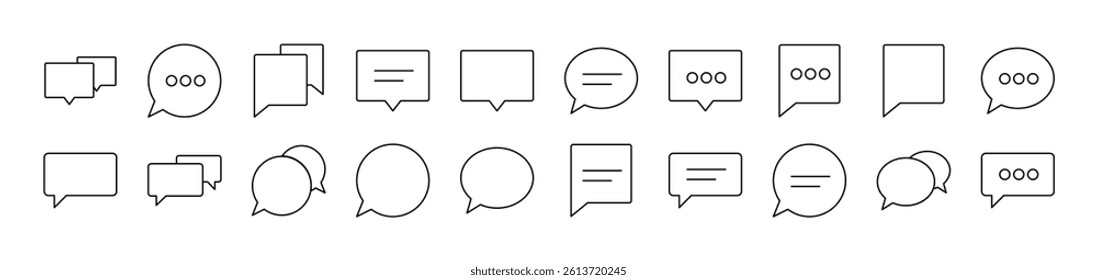Speech Bubble as Communication and Dialogue Outline Icon Collection. Editable Stroke. Perfect for Infographics, Articles, Books, Flyers, Banners