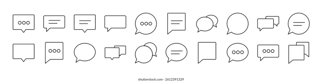Speech Bubble as Communication and Dialogue Picture Collection. Editable Stroke. Perfect for Infographics, Articles, Books, Flyers, Banners