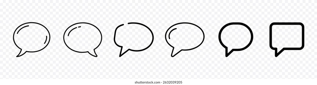 Speech Bubble and Communication Icon Set: Featuring Various Styles of Chat Bubbles for Dialogue, Messaging, and Interactive Content