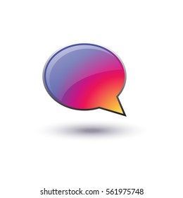 speech bubble communication icon. Vector speaker symbol. Colorful public speaking label with shadow isolated on white background. app, speaker, speak, presentation, podium, public speaking, microphone