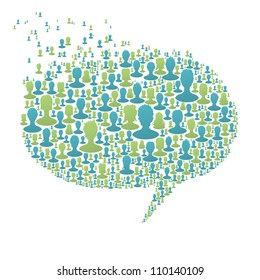 Speech bubble, composed from many people silhouettes. Social network concept, vector, EPS8