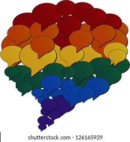 Speech Bubble Comprised Of Multiple Speech Bubbles In Rainbow Colours