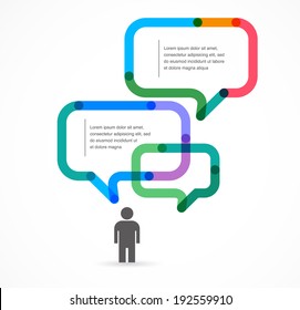 Speech bubble concept background and infographic with man