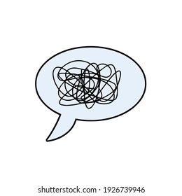 Speech bubble. Confused thoughts. Tangled line. A comic book element. Expression of emotion and dialogue. Cartoon illustration