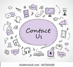 Speech Bubble, Contact Us Icons Set - Isolated On White Background-Vector Illustration, Graphic Design. For Web,Websites,Magazine Page,Print, App, Presentation Templates And Promotional Materials