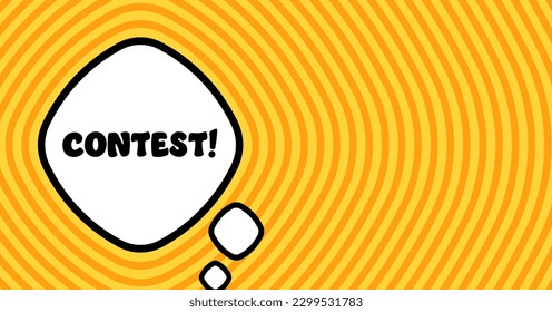 Speech bubble with contest text. Boom retro comic style. Pop art style. Vector line icon for Business and Advertising