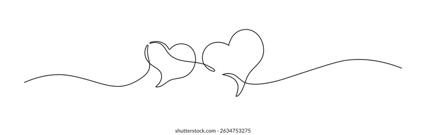 Speech bubble in continuous line art drawing style. Minimalist black linear sketch of Communication love symbol isolated on white background. Dialog cloud, chat bubble template outline design. Vector 