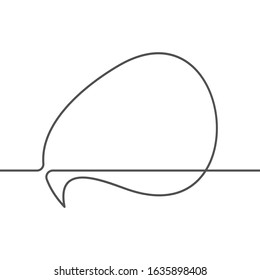Speech bubble continuous line drawing flow liquid shape, Black and white vector minimalistic linear illustration made of one line